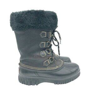 SOREL Snow Boots Fleece Lined Brown Leather Exterior Waterproof Womens 7